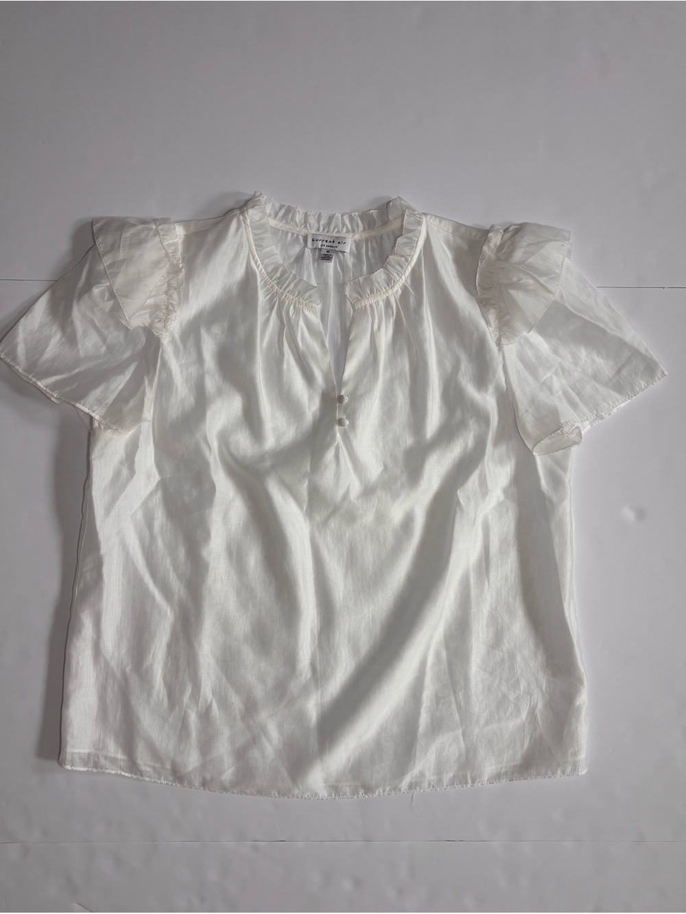Current Air White Ruffle Flutter Sleeve Blouse Size M